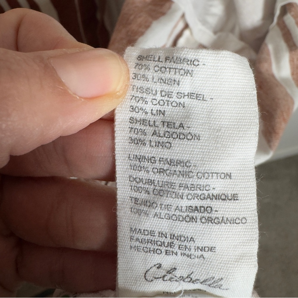 Cleobella Lani Midi Dress Vecchio Stripe Tie Waist Cotton Linen Medium MSRP $258 - Picture 8 of 9